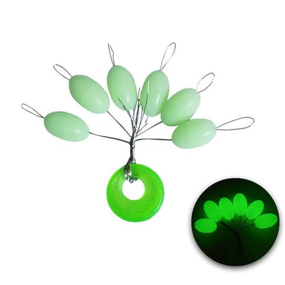 Super Big Fishing Stops Soft Silicone Luminous Glow Fishing Bobber Stopper,6 in 1 Beads Float Sinker Stops - color: Luminous Green, size: M-300PCS