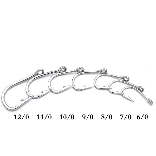 Saltwater Large Giant Shark,Tuna and Catfish Hooks Extra Strong Stainless Steel Fishing Hooks… - size: 7/0(pack of 5)