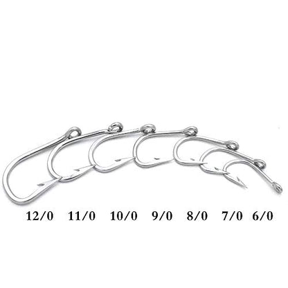Saltwater Large Giant Shark,Tuna and Catfish Hooks Extra Strong Stainless Steel Fishing Hooks… - size: 6/0(pack of 5)