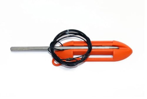 SpearPro Stringer with Protective Case – Stainless Steel Fish Stringer for Fishing, Spearfishing, Freediving & Diving - color: Orange