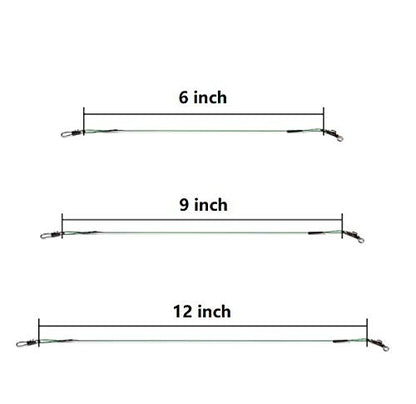 60pcs Fishing Wire Leaders Nylon-Coated Fishing Line Wire Leaders with Swivels and Snaps 6inch, 9inch, 12inch - color: Gray-60pcs