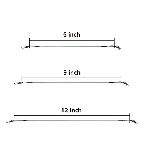 60pcs Fishing Wire Leaders Nylon-Coated Fishing Line Wire Leaders with Swivels and Snaps 6inch, 9inch, 12inch - color: Gray-60pcs