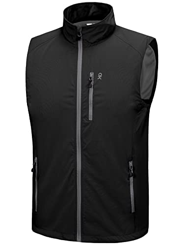 Little Donkey Andy Men's Lightweight Quick Dry Vest Packble Outerwear Sleeveless Windproof Jacket for Golfing Cycling Running - color: Black, size: X-Large