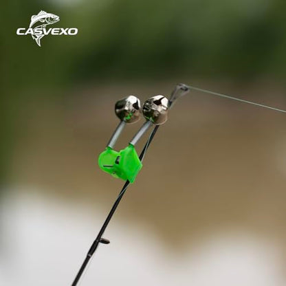 Fishing Pole Holder , 2 Pack Aluminum Fishing Rod Holder for Ground, Rod Holders for Bank Fishing, Double Spike Support, 2 Free Alarm Bells