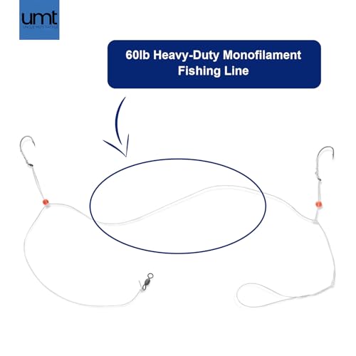 Sea Bass Hi/Lo Saltwater Fishing Rigs 1, 5 &10 Pack Bulk Options - Uncle Mo’s Tackle – Mustad Size 3/0 Bait Hook, 60lb Heavy Duty, 80lb Swivel & Sinker Loop, Hand Tied - for Fluke Porgy Snapper Croaker Sea Trout Tautog Spot Pompano - size: 5 Pack