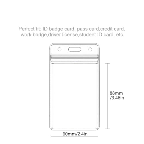 12 Pack Extra Thick ID Card Name Badge Holder Heavy Duty Waterproof Clear Plastic PVC Vertical Sleeve Pocket Resealable(Clear,)- - color: Clear, size: 12 Pack - Vertical