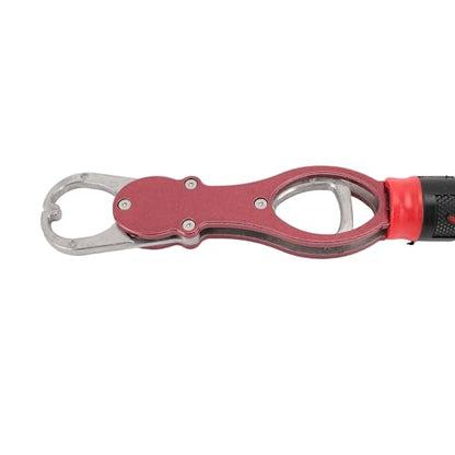 Fish Lip Gripper, Fish Lip Gripper with Scale Aluminum Alloy Grabber Multifunctional Fishing Tool for Men (Red - color: Red