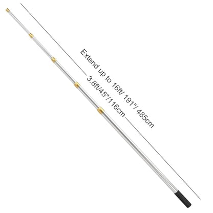 Cyfie Retractable Fishing Gaff, 4.8/6.6/7.8/9.4/16.4ft Telescopic Fishing Gaff with 8mm Screw, Capable for Fish Gig Spear Harpoon Hook, Ice and Saltwater Fishing Gaff Pole for Hunting Fish Frog Mole - color: 16.4 Feet Retractable Pole