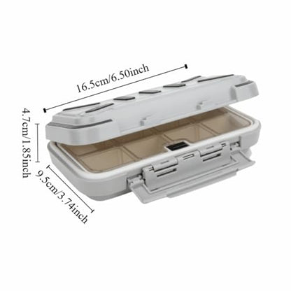 Portable ABS Water proof Fishing Tackle Box - Shockproof Lure Organizer with Removable Dividers for Baits, Hooks & Fishing Gear,6.5x3.7x1.8in(Grey)