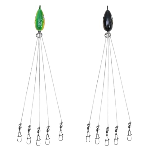 Dnyta 5 Arms Umbrella Rig kit Alabama Rig Fishing Lure Bait Rigs, 2 Pcs | Multi‑Arm Fishing Bait Rigs for Striper Bass Fishing Trout Perch Walleye Freshwater/ Saltwater Boat Trolling - color: 2 Classic Colors