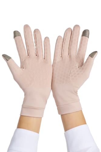 Coolibar Full Finger UV Sun Gloves - UPF 50+ Sun Protection - Gannett - color: Beige, size: Small