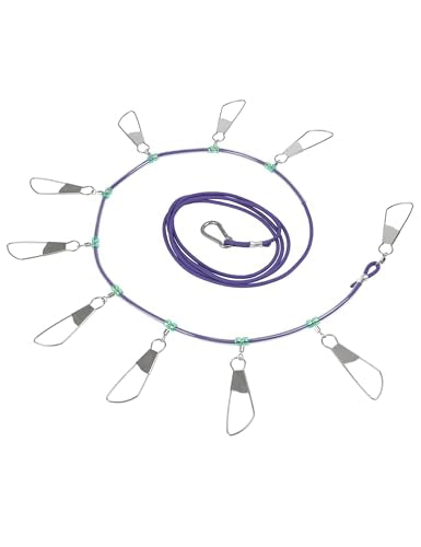 BLUEWING V2 Fishing Stringer Fish Keeper with 10 Stainless Steel Lock Snaps and 8ft Floating Rope - color: Purple