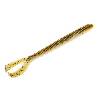 Strike King Rage Twin Tail Menace Worm Soft Bait Fishing Lure, 6", 2 Rage Flange Tails - color: Green Pumpkin Pearl Belly