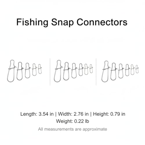 Gourd-Shape Stainless Steel Lure Snaps, Silver Finish Quick-Change Connectors for Saltwater and Freshwater Fishing Tackle (100-Pack Assorted Sizes) - size: 3.54 x 2.76 x 0.79"