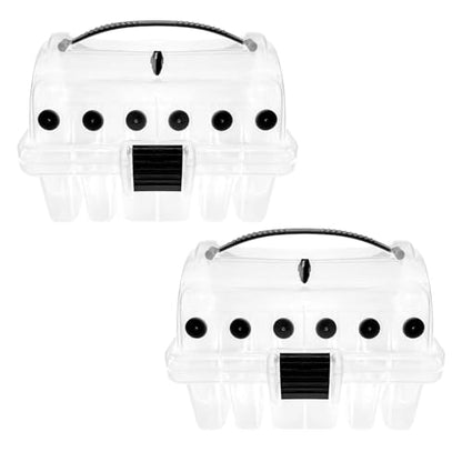 Aventik Clear Fishing Line Organizer Built-in Cutter & Silicone Holes 6C/8C Clear Tangle Free Spool Storage Box for Fishing Line Management - color: 2 PC-6C