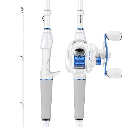 KastKing Centron Lite Fishing Rod and Reel Combo, IM6 Graphite 2Pc Blanks, Stainless Steel Guides with Ceramic Rings, Contoured EVA Handles & Fighting Butt, Split or Full Rear Handle Design, 13 Models - style: Cast-6'6" Medium- Right Handed-2pcs