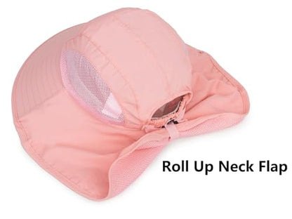 Outdoor Kids Sun Hat for Boys Girls UPF 50+ Breathable Summer Mesh Fishing Hat with Wide Brim Neck Flap Bucket Hat
