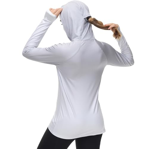 BASSDASH Women's Fishing Hoodie Shirt with Face Mask Thumb Holes UPF 50+ FS23W - color: Grey Spot Gradient, size: Small