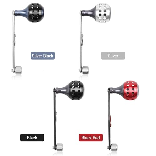 Baitcasting Power Handle Aluminum Alloy Rocker Arm for Bait Caster Round Fishing Reel Handle Knob Replacement Parts 8 * 5mm Holes - color: Black Red