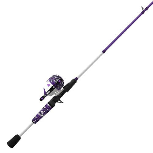 Zebco Roam Spincast Reel and Fishing Rod Combo, 6-Foot 2-Piece Fiberglass Fishing Pole with ComfortGrip Handle, Quickset Anti-Reverse Fishing Reel, Pre-Spooled with 10-Pound Zebco Line - color: Prism Purple