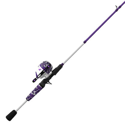 Zebco Roam Spincast Reel and Fishing Rod Combo, 6-Foot 2-Piece Fiberglass Fishing Pole with ComfortGrip Handle, Quickset Anti-Reverse Fishing Reel, Pre-Spooled with 10-Pound Zebco Line - color: Prism Purple