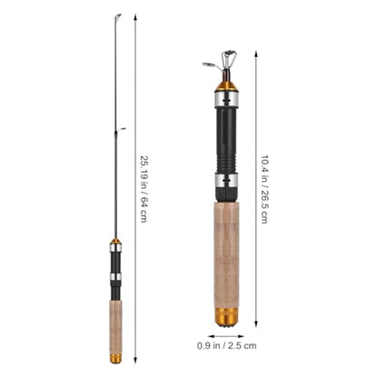 NUOBESTY Telescopic Mini Ice Fishing Rod 25.6 Inch Ultra-Light Portable Fishing Pole with Two Durable Guides for Winter and Outdoor Travel