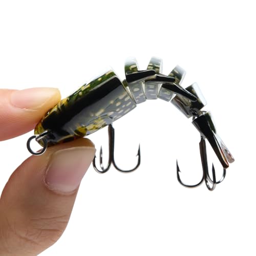 Bassdash SwimPanfish 0.34oz Hard Swimbaits Multi Jointed Topwater Trout Bass Fishing Crank Lure for Freshwater and Saltwater - color: Northern Pike