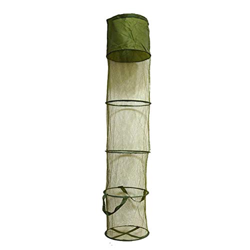 Wilove 5 Layers Fishing Net Trap Fish Basket Collapsible Portable Fish Cage Fishing Keep Net for Crayfish, Crab, Fishes, Fishing Accessories Tool,140cm x 30cm (55.1 x 11.8in)