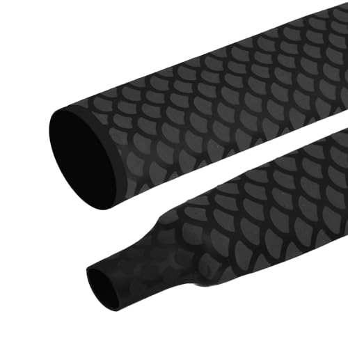 MECCANIXITY 4Pcs 3.3ft 1.6" Dia Heat Shrink Tubing for Fishing Rods, 40mm 1.8:1 Fish Scale Pattern Heat Shrink Wrap Handle Rod Grip with Anti-Slip Waterproof Insulation, Black - color: Black, size: 40 mm