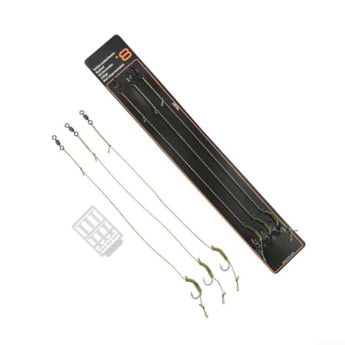 Fishing Hair Rigs Stainless Steel Carp Hooks with Swivel Curved Shank Barbed Fishhooks Pre Tied Fishing Line Set for Boilies Pellets Floating Baits Angling Terminal Tackle(1pack #4) - color: 1pack #4