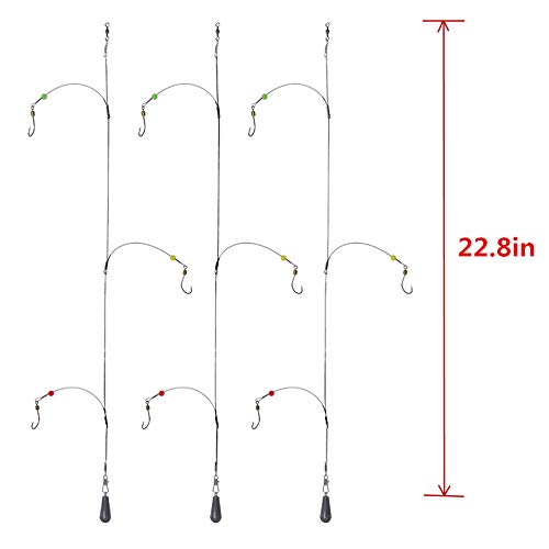 High Strength Steel Wire Leader Rigs with Hooks Swivels Snap Connect,Saltwater Fishing Assecories Steel Wire Leader with Nylon-Coating - size: 22#