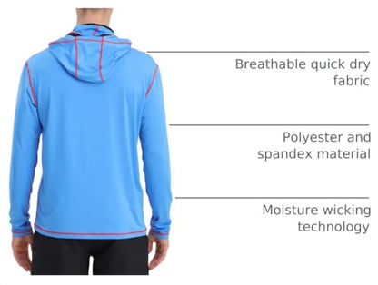 Fishing Shirts for Men,Long Sleeve Rash Guard Shirts Sun Protection Hoodie Athletic Running Hiking Shirt 1/2 Packs - color: Blue/Lake Green, size: Small