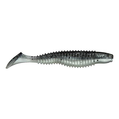 10-Pack Swimmer Fishing Bait, 3.5" Soft Plastic Paddle Tail Swimbait, Freshwater, Ice, or Saltwater Fishing Lures, Bass, Crappie, Walleye, or Trout Lures - color: Smoke/Pearl