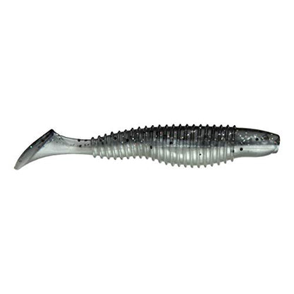 10-Pack Swimmer Fishing Bait, 3.5" Soft Plastic Paddle Tail Swimbait, Freshwater, Ice, or Saltwater Fishing Lures, Bass, Crappie, Walleye, or Trout Lures - color: Smoke/Pearl