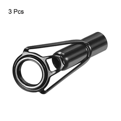 PATIKIL Tube Dia Fishing Rod Tips Repair Kit, Stainless Steel Black Guide Ring for Fishing - size: 6.5mm
