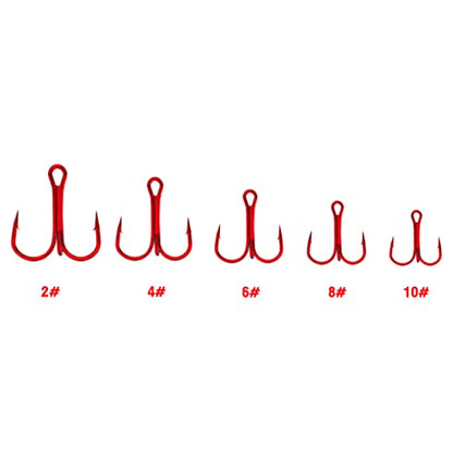 AMHDV 100pcs Treble Hooks Barbed Sharp Treble Hook for Freshwater and Saltwater - color: Red, size: 2# 100pcs