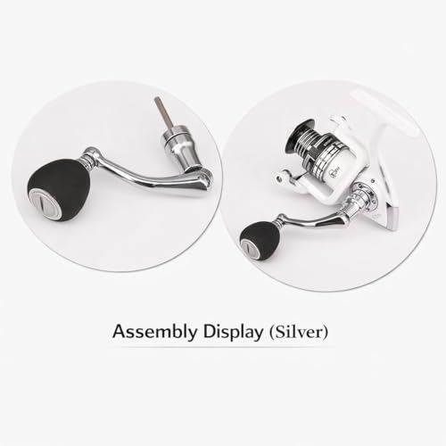 Keenso Reel Replacement Handle, Metal Rocker Arm Grip Spinning Metal Made hex Trunk Spinning Fishing Reel with EVA Premium Metal Comfortable and Anti-Slip - color: Sliver, size: Large