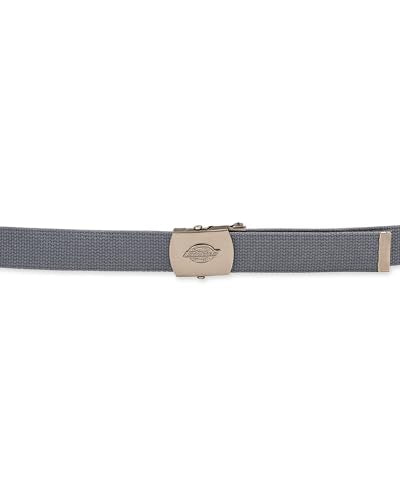 Dickies mens Fabric Web Plaque Logo Buckle Belt - Fits Up to Size 42" Waist - color: Grey, size: One Size - Cut to Fit