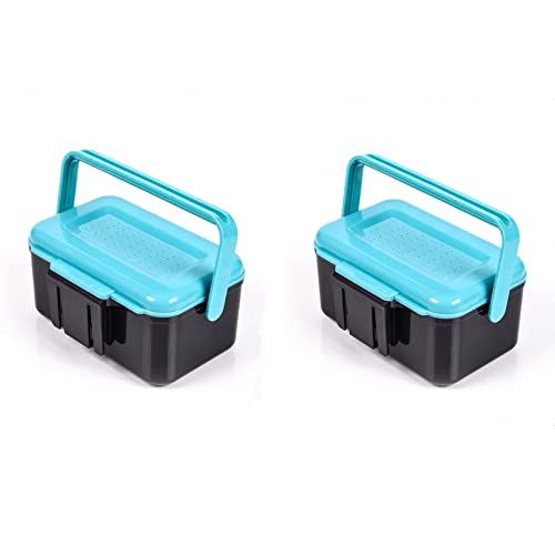 2PCS Worm Bait Holder, Bait Storage Box, Fishing-Accessories Boxes Storage Containers （Blue）