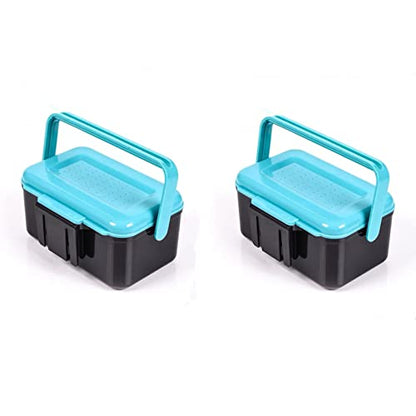 2PCS Worm Bait Holder, Bait Storage Box, Fishing-Accessories Boxes Storage Containers （Blue）