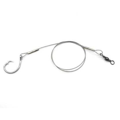 3 Pieces 10/0-20/0 Circle Hook Rig Shark Surf Rigs 49-Strands Steel Leader,Deep Sea Hooks for Big Fish - size: 15/0