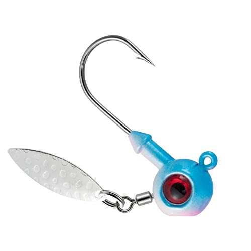 Dr.Fish 10 Pack Crappie Fishing Jigs Stand Up Round Jig Heads Painted Fishing Lure Spinner Blade Walleye Bass Trout Bluegill Freshwater Saltwater - color: Pink Blue, size: 3/16oz-Hook #2