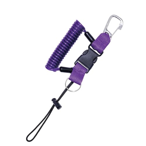 Scuba Diving Lanyard - Underwater Camera Lanyard, Anti-Loss Retractable Gear Tether with Quick-Release Buckle Clip - color: Purple