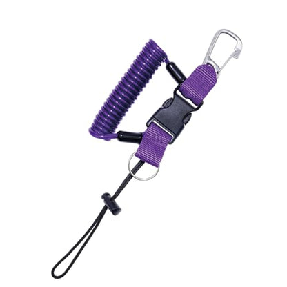 Scuba Diving Lanyard - Underwater Camera Lanyard, Anti-Loss Retractable Gear Tether with Quick-Release Buckle Clip - color: Purple