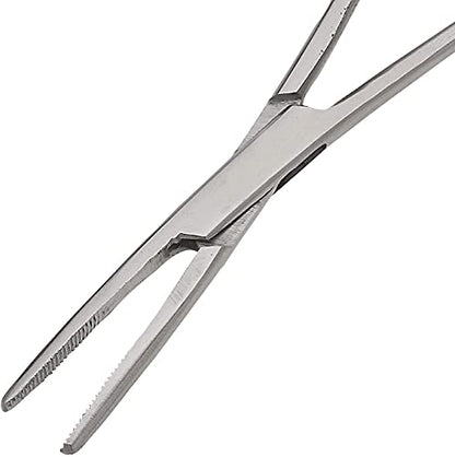 SURGICAL ONLINE 2-Piece Curved & Straight 7" Hemostat Set - Stainless Steel Locking Tweezer Clamps - Ideal Hemostats for Nurses, Fishing Forceps, Crafts and Hobby - size: 7"