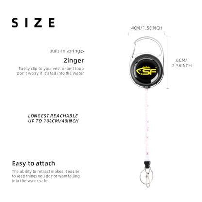 SF Fly Fishing Zinger Retractor with Retractable Measuring Tape Style for Anglers Tools and Gears Holder Combo Black - style: Single