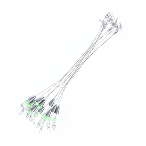 Carolina Rigs for Fishing- 12 Inch Steel Fishing Leaders with Fishing Weight, Pre Rigged Carolina Rigs with Fishing Weight 1/6oz, 1/4oz, 1/2oz, 10 Pcs - size: 1/4 oz; 12 Inch