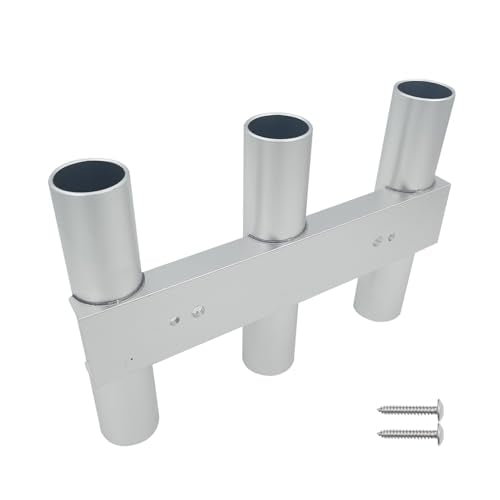 ISURE MARINE Aluminum Fishing Boat Rod Holder, 3 Link Tube Aluminum Rod Rack, Wall-Mounted Fishing Rod Holders ,Tubes Linked Fishing Rod Rack for Garage Boats & Yacht