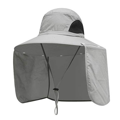 Sun Blocker Hats Outdoor Sun Protection Fishing Cap with Neck Flap Large Brim Outdoor Hat - color: Lgy