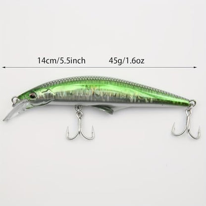 3pcs Sinking Bass Fishing Lures Saltwater Long Casting Laser Minnow Fishing Baits Hard Lure Fishing Kits Accessories (AH - color: AH1445C-5.5'' 1.6oz